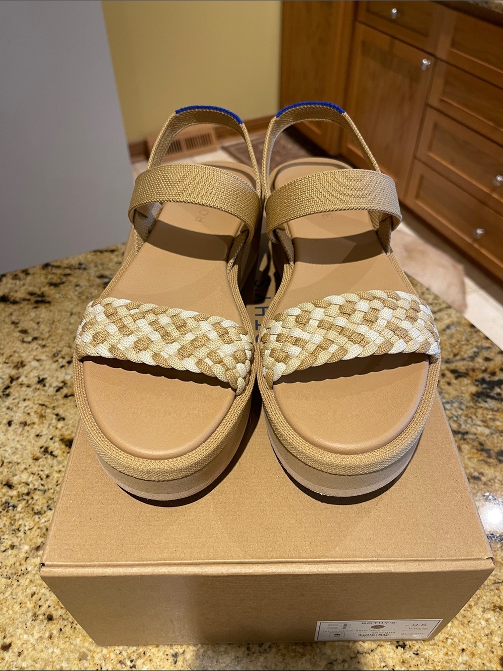 Rothy’s Woven Strap Tan Platform Sandals - Women